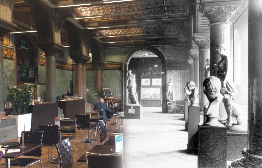 Current Tiled Hall cafe, then and now