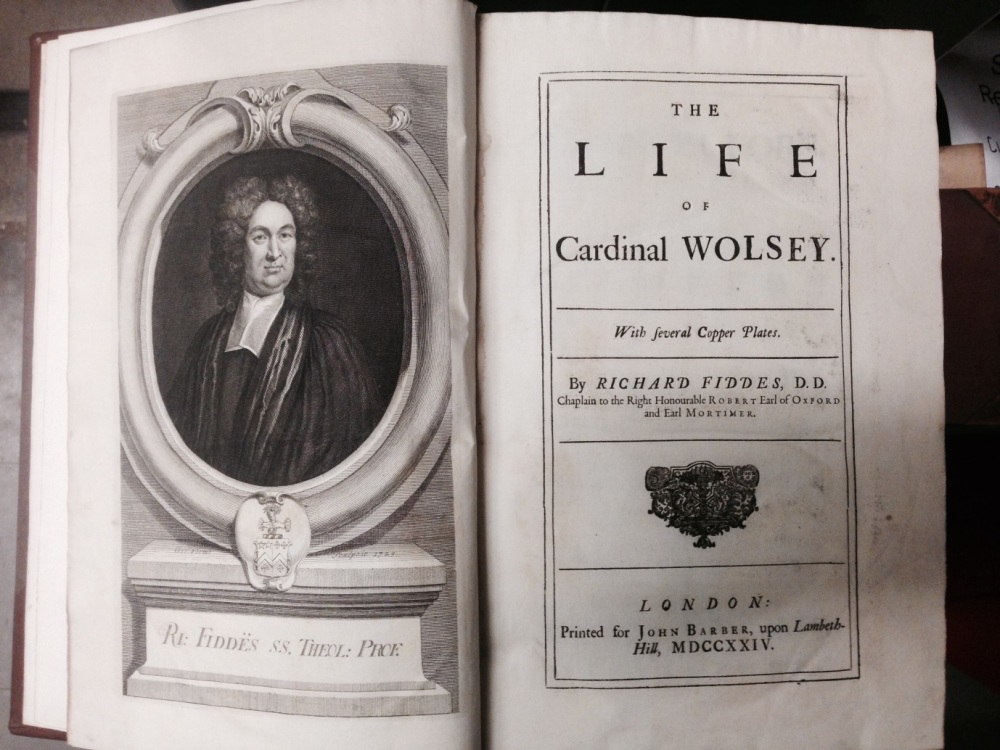 Front-piece of Fiddes’ Life of Cardinal Wolsey (1726)