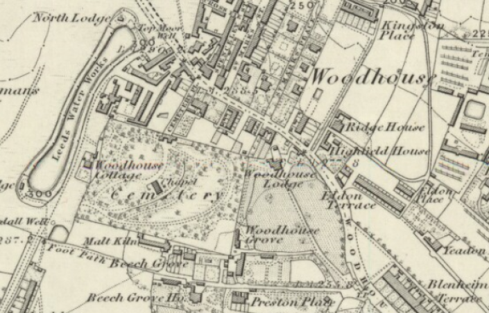 1852 Ordnance Survey map of the St. George's Field area