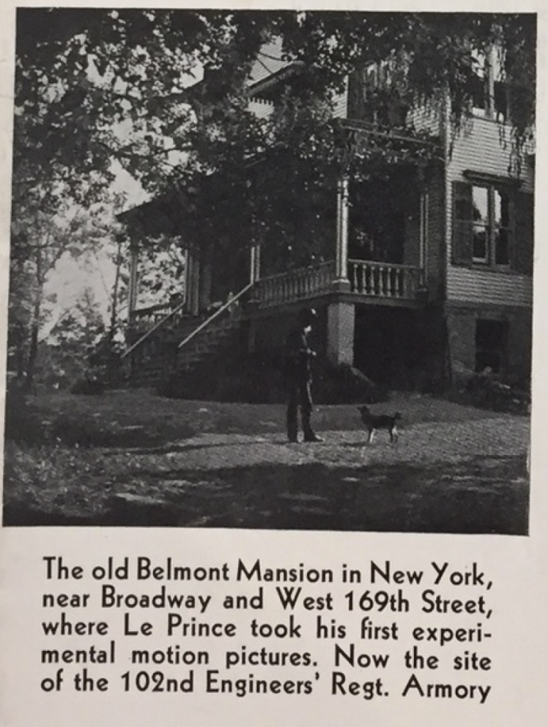 Photograph of the Belmont Mansion in New York, with a figure in the foreground